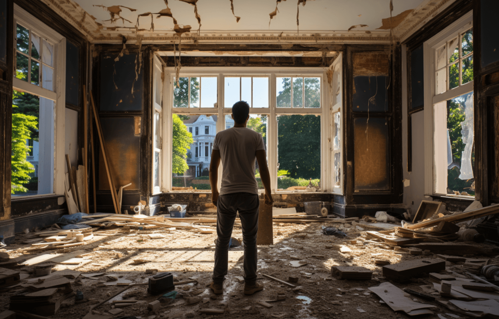 Man doing house renovation